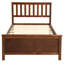 Lit plateforme simple en bois avec tête de lit, pied de lit et lattes en bois-124917652