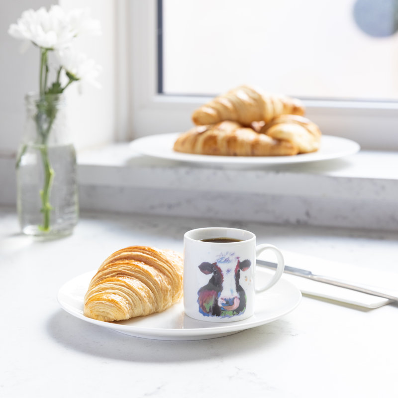 KitchenCraft 80ml Porcelain Watercolour Cow Espresso Cups