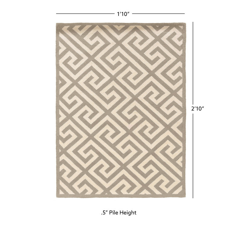 Wool Geometric Indoor Rug, Rectangle 1'10" x 2'10"