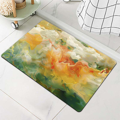 Tapis de salle de bain en terre de diatomées, nuage multicolore numérique anti-dérapant, volume super absorbant, séchage rapide, écologique, facile à nettoyer pour la salle de bain, tapis de porte 16 x 24 pouces (40 x 60 cm)