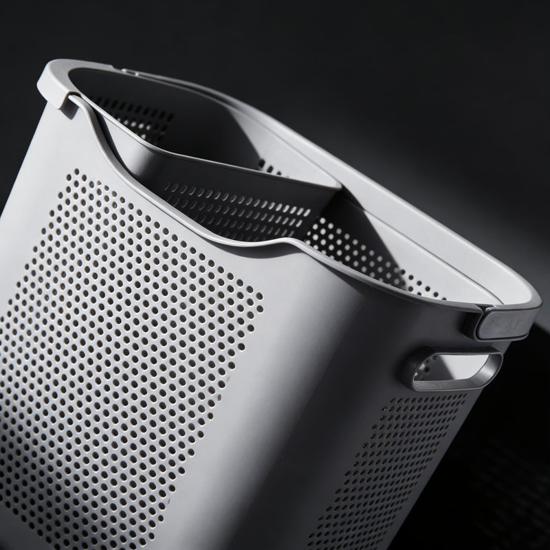 Grand panier à linge multifonctionnel gris de grande capacité avec tablette de rangement, panier à vêtements pliable pour la maison, la salle de lavage et l'organisation de dortoir