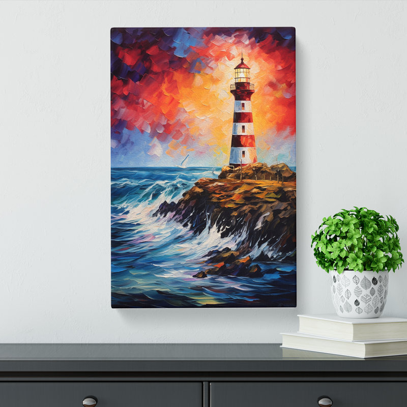 Lighthouse Action Painting Art No.2 - No Frame Print, 60cm H x 40cm W x 3cm D