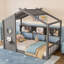 Lit simple au sol, lit Montessori avec tablette de rangement, lit maisonnette avec toit-1831898288