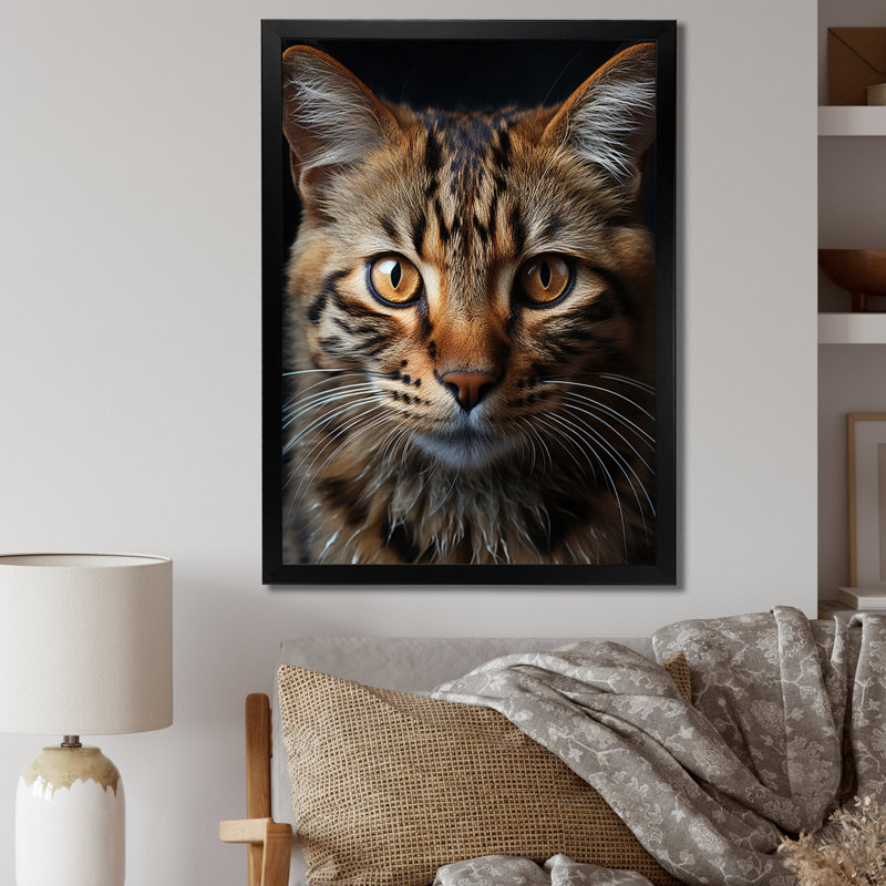 «Talal Animal Cat Selfie», reproduction sur toile, H 32 po x l 24 po x P 1 po, Cadre simple noir