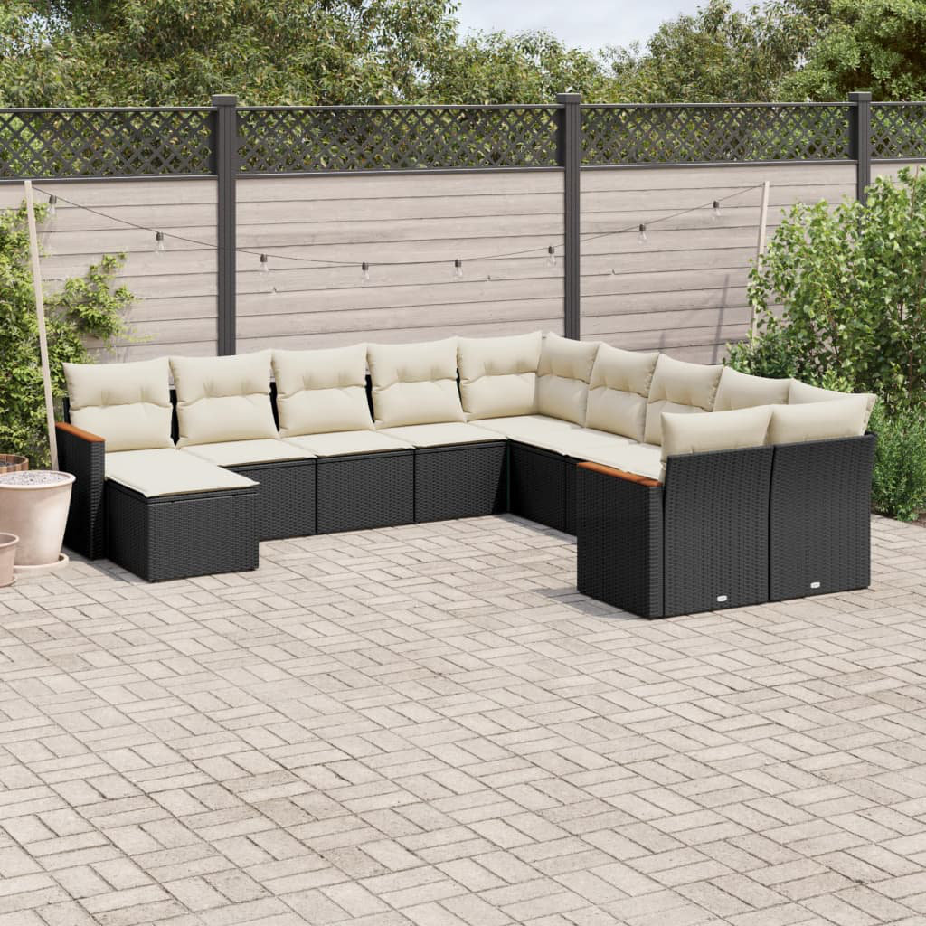 Vidaxl 11-Tlg. Garten-Sofagarnitur Mit Kissen Grau Poly Rattan