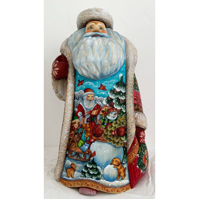 Figurine de père Noël en bois sculpté