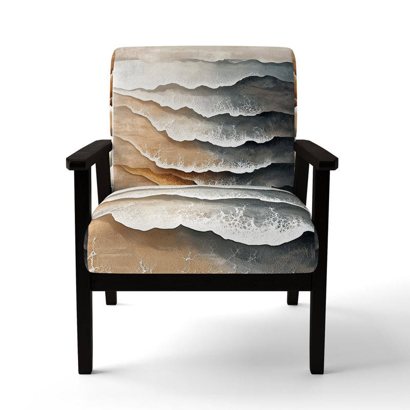 Fauteuil d'appoint Coastal Waves, Accoudoirs carrés noirs