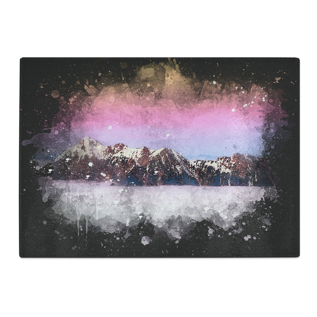Tempered Glass Mountain Through the Clouds Chopping Board