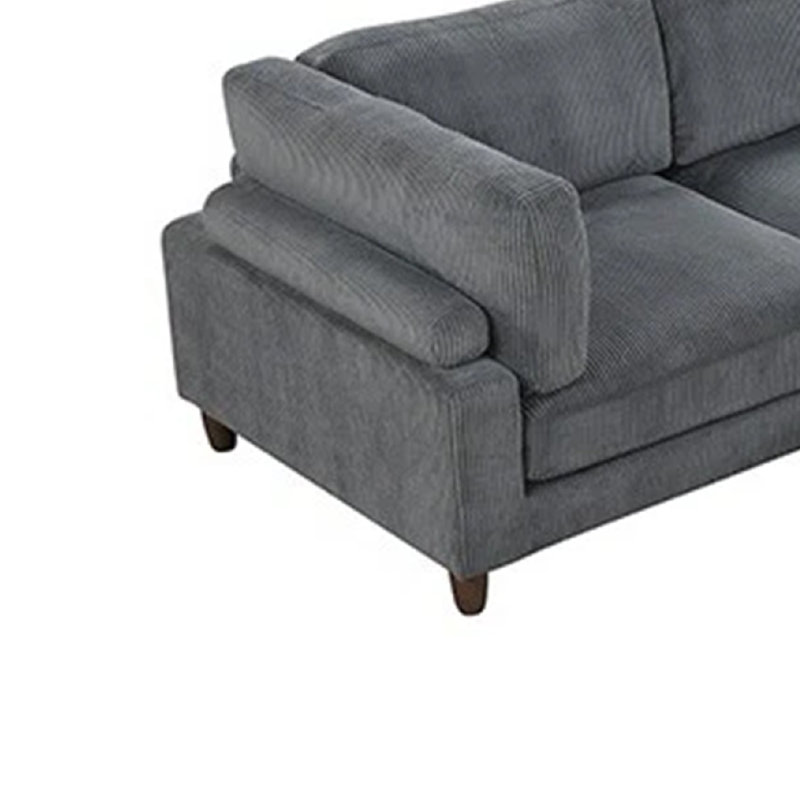 Fera Modular Sectional Sofa With Adjustable Back In Gray Corduroy, 89 Inch, Gray Corduroy/Velvet