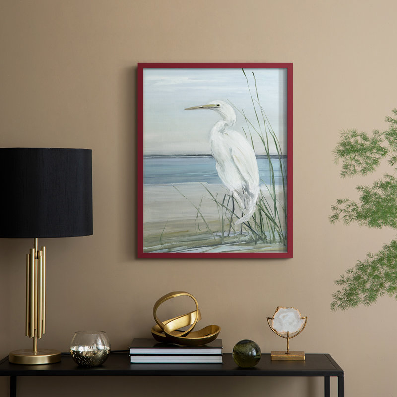 Summertime Heron II, reproduction encadrée - bois massif, H 30 po x l 24 po, Rouge