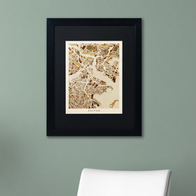 « boston ma street map », impression encadrée