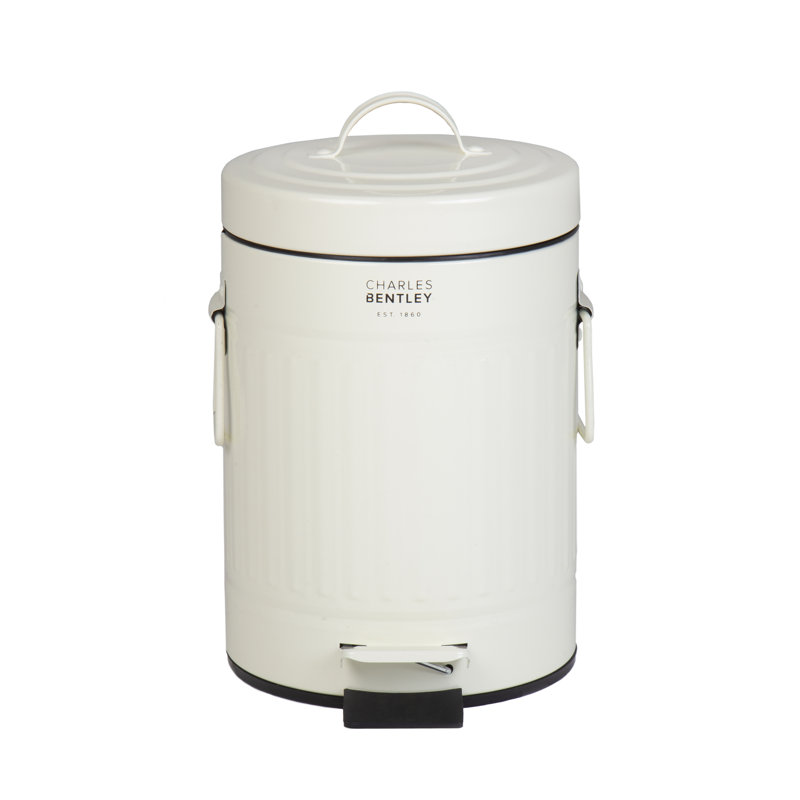 Retro Steel Step On Kitchen Trash Can - 3L, Cream