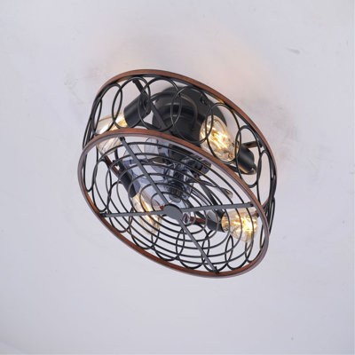 Ventilateur de plafond à cage de 20 pouces avec lumières et télécommande, moteur réversible, télécommande à courant continu, ventilateur de plafond à 6 vitesses, lampe de ventilateur de minuterie - ampoules non incluses