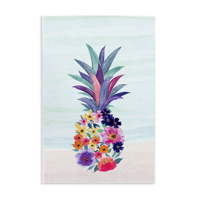 Art floral sur plaque d'ananas par JJ Design House LLC, H 15 po x l 10 po