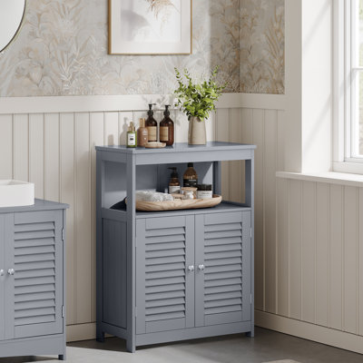 Freestanding Storage Cabinet, Storage Unit with Doors and Adjustable Shelf