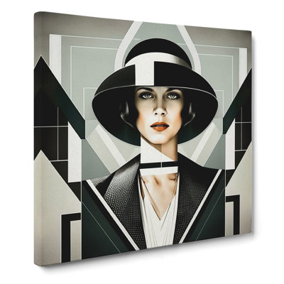 Art Deco Woman Suprematism No.2 - Wrapped Canvas - Framed Print