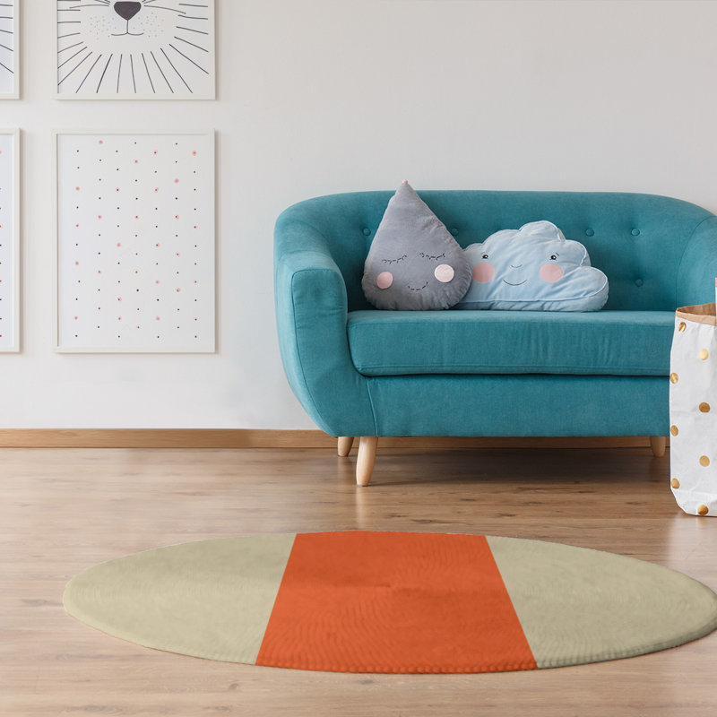 Chenille Striped Indoor Rug, Round 5'