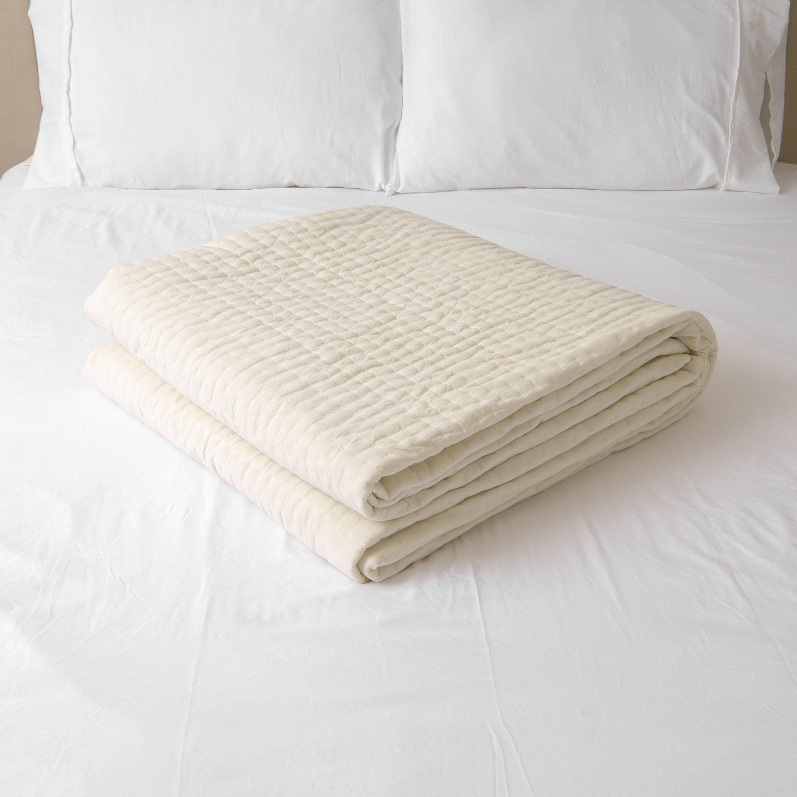 Cotton Quilt Set, King Quilt, Ivory
