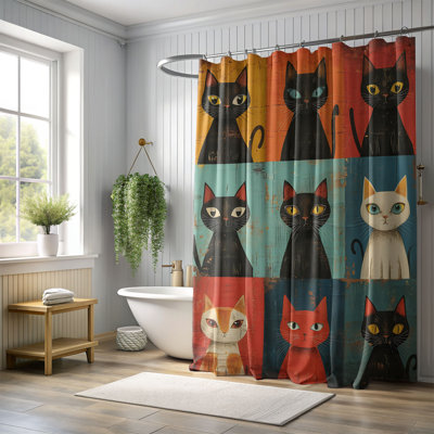 Rideau de douche standard 1 pièce Furry Strokes
