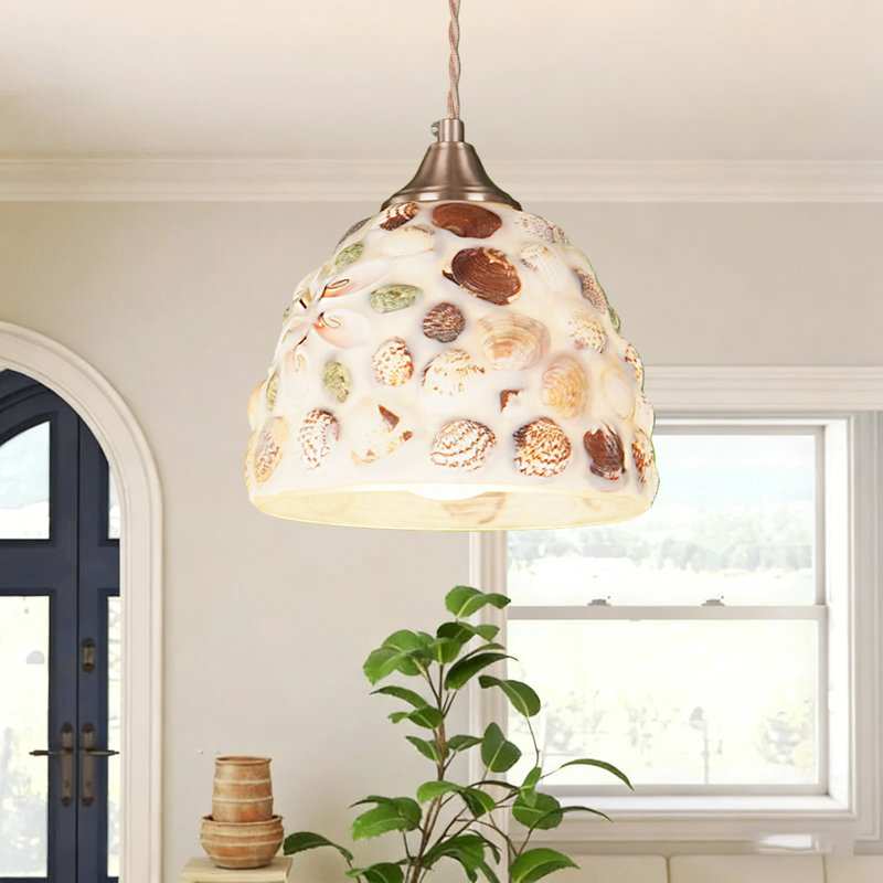 Luminaire suspendu en verre texturé 6,9 po avec ampoule tricolore