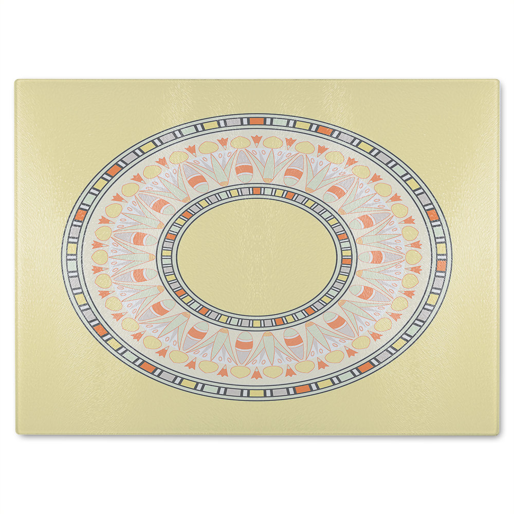 Circle Ornament Round Frame Glass Chopping Board