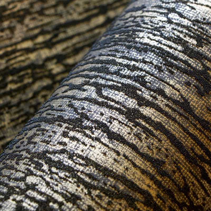 Universe Neptune Glass Stone Plain Texture Wallpaper Roll, Gold/Black