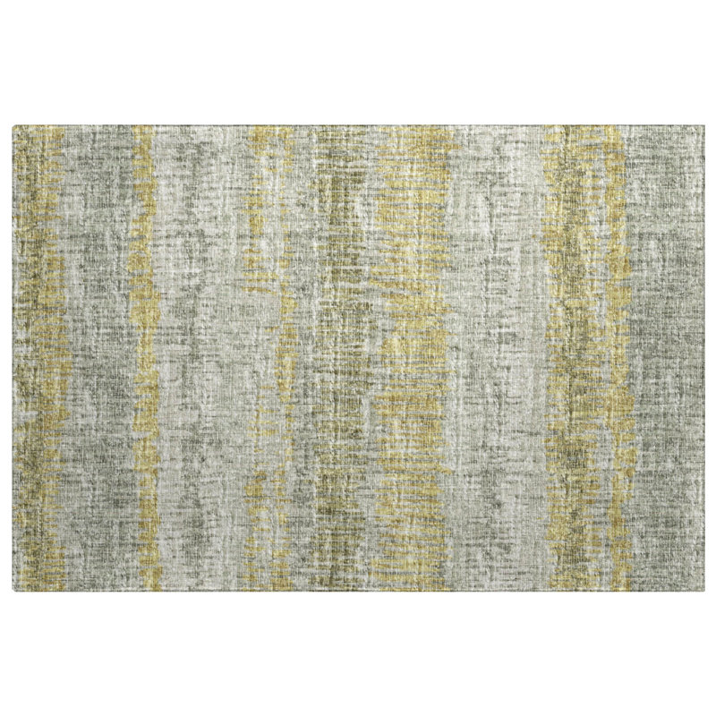 Premium Machine Washable Dream Shag Loops and Lines Rug, 1'8" x 2'6", Sage