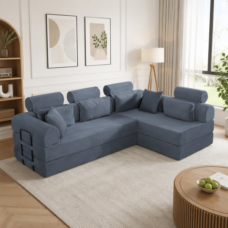 L shape Modular Sectional Sofa, Dark Gray