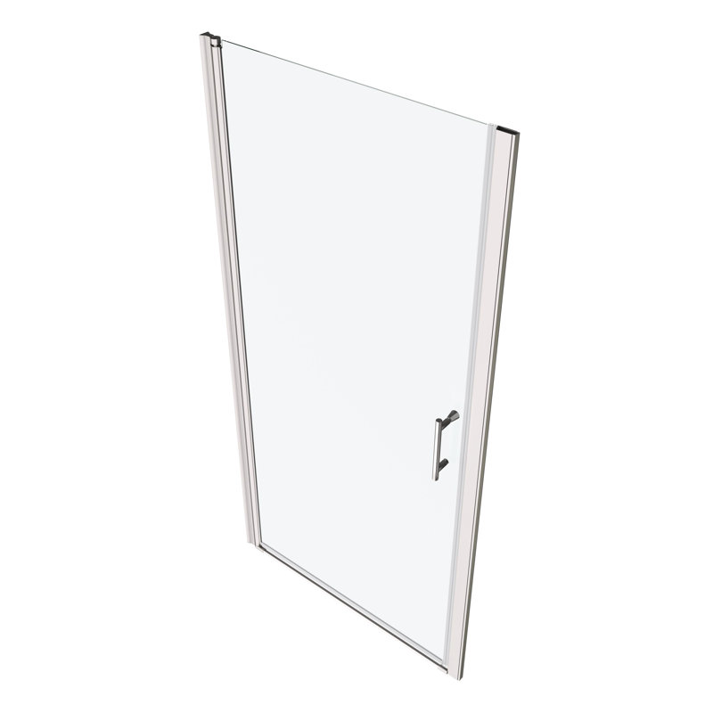 Porte de douche pivotante universelle en verre trempé de 1/4 po - ajustement de 1 3/8 po, finition polie, poignée en acier inoxydable no 304, rainure murale, installation facile, fonction de fuite, pivot lisse, couvercle 28-29 avec,