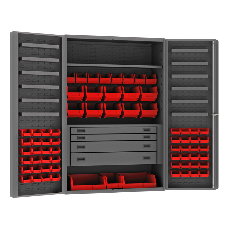 Grinstead Single Storage Cabinet ( 72'' H x 48.13'' W x 24.56'' D), Red
