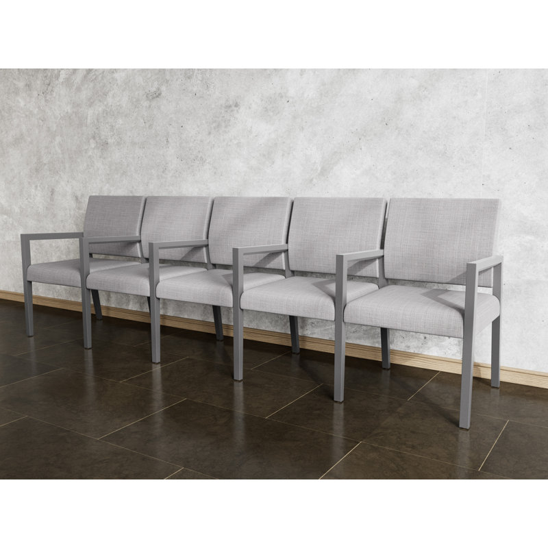 Structure en bois avec siège tandem 5 places Brooklyn, Pewter, Chambray Gray