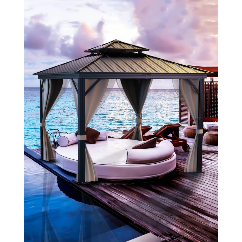 Pavillon de jardin rigide 12 pi x 12 pi pour tous les temps
