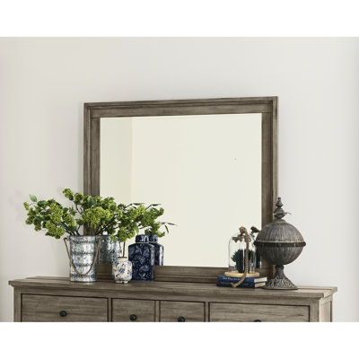 Miroir dissimulé de 43 po Home, finition gris verger, sans assemblage, verre biseauté, style transitionnel, fait de peuplier et de placages, assemblage requis, gris, transitionnel