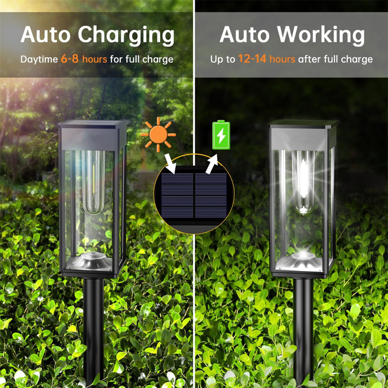 Cool White Solar Powered LED Pathway Lights, 8 Pack