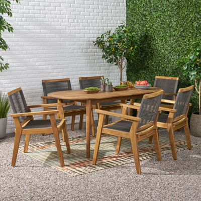 Mcgill 6 - Person Acacia Wood Patio Dining Set with Extendable Rectangular Table