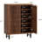 33.46" Modern Walnut Wooden  6-Tier Shoe Cabinet With Louvered Doors-2065222314