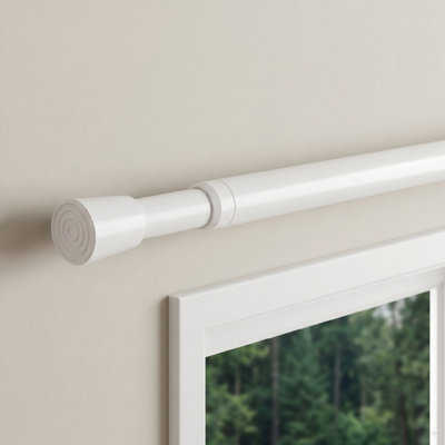 White Small Tension Rod, 18-39 Inch Adjustable Extendable No Drilling, Short Spring Loaded for Window, Doorway, Bookshelf, Kitchen, Closet, Bathroom, DIY
