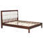 Structure de lit plateforme en bois massif avec tête de lit tapissier en velours beige, espresso et sans sommier tapissier-1825634-1825637