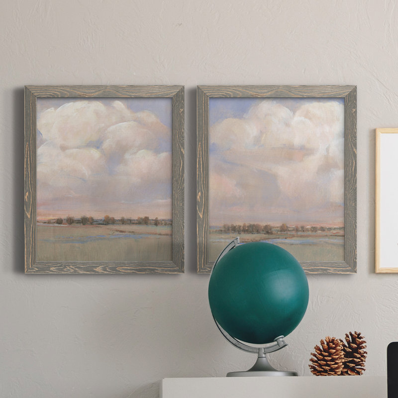 «Billowing Clouds I», ensemble de 2 reproductions d'art sur toile, H 24 po x l 36 po x P 1,5 po, Toile avec cadre gris