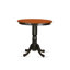 Ensemble de comptoir de cuisine 5 pièces comprenant une table de salle à manger ronde avec piédestal et 4 chaises de salle à manger rembourrées en tissu de lin, 36 po x 36 po, noir et cerisier-1269312309-1309328922-1265791597