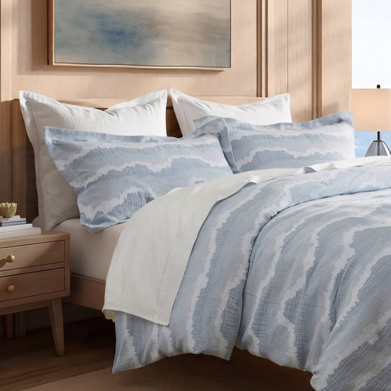 Ensemble de housse de couette en jacquard de coton 3 pièces pour grand lit, Grand lit