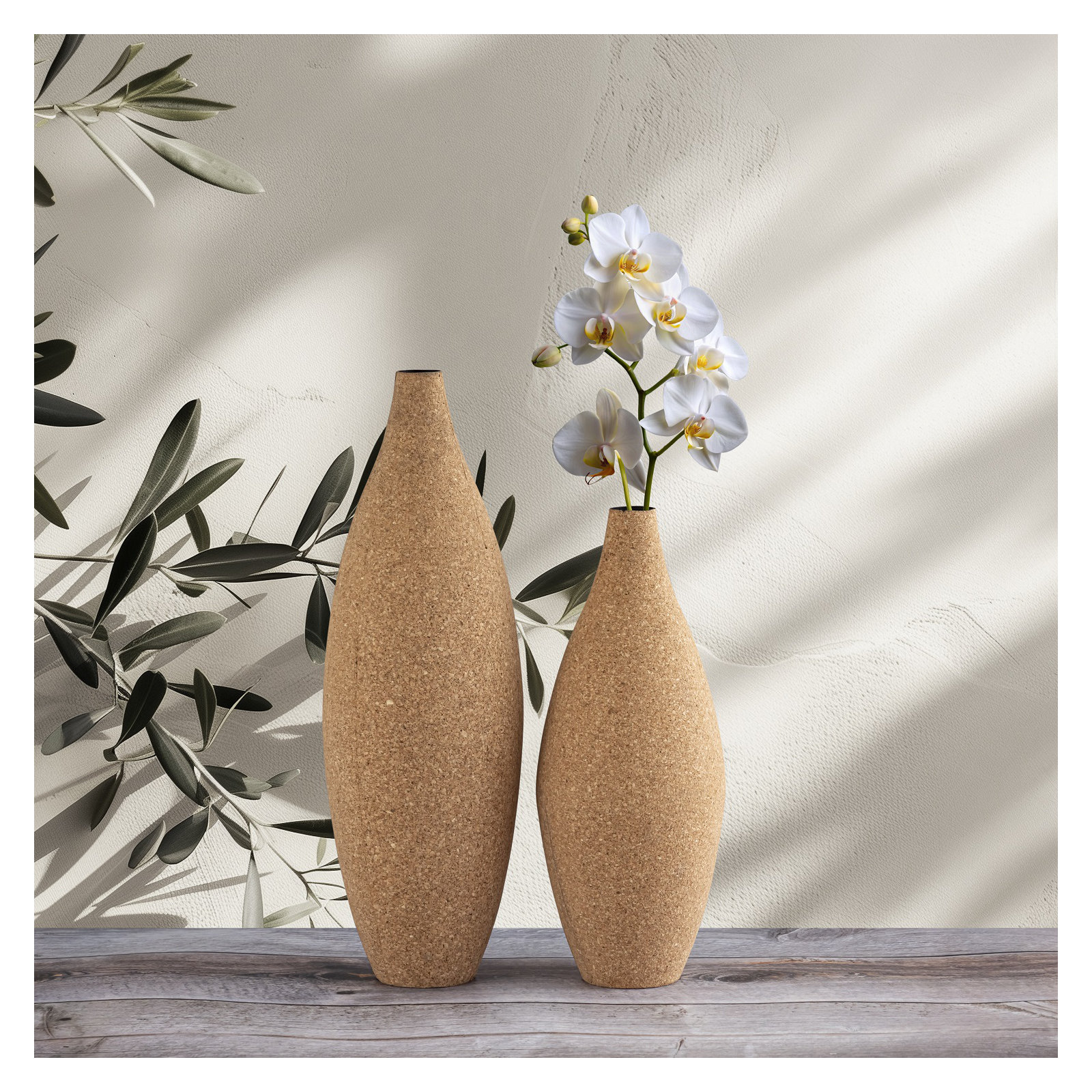 Cork Wrapped Flower Vase Small, 14.25" H x 6.25" W x 6.25" D