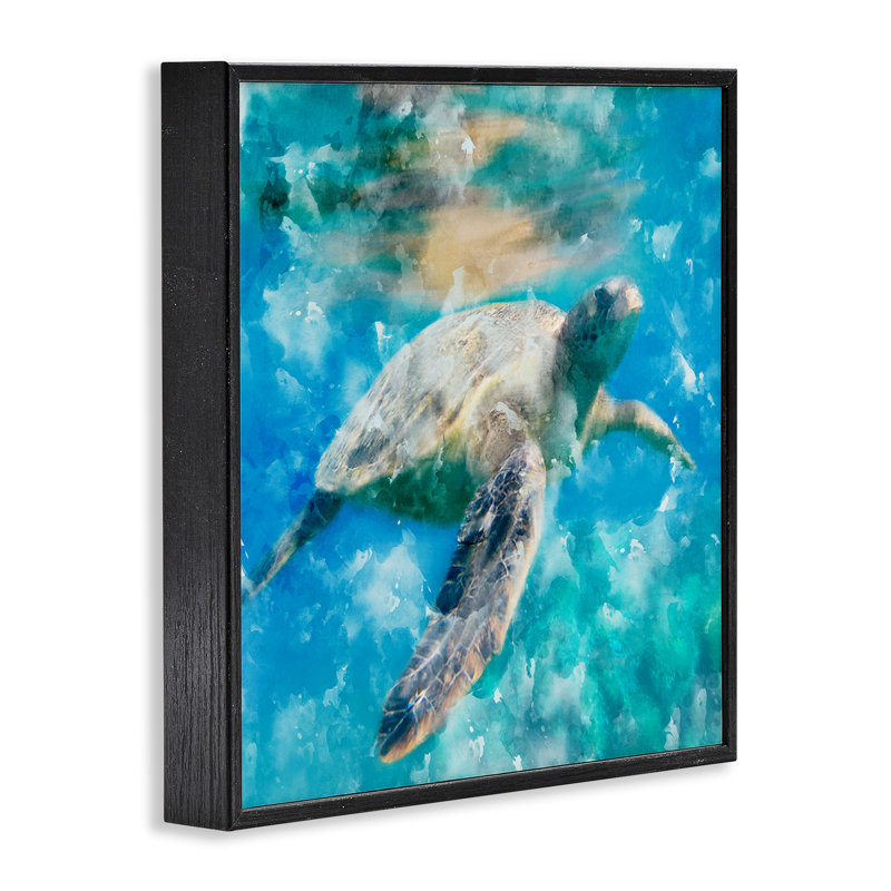 Tortue de mer aquatique, giclée par Kim Allen, Noir, noir, noir, noir, H 12 po x l 12 po