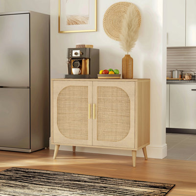 Buffet Cabinet With Storage,  Accent Bathroom Floor Cabinet,With Two Doors And 4 Compartments Forstorage,Cabinet With Solid Wood Feet,Sideboard Cabinet For Hallway, Entry, Living Room