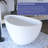59" Solid Surface Freestanding Soaking Bathtub in Matte White