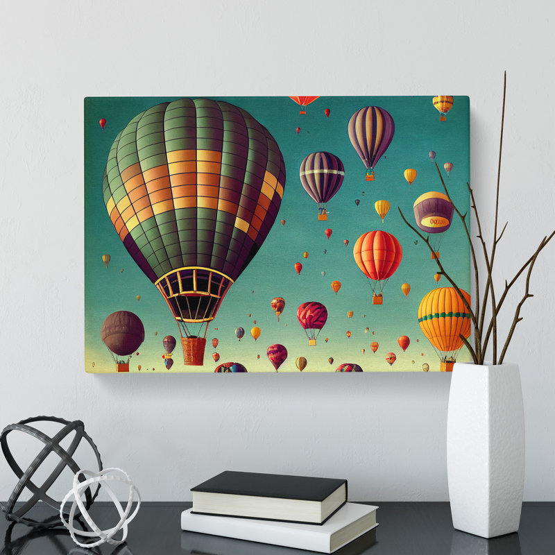 Retro Hot Air Balloons - Wrapped Canvas, 50cm H x 76cm W x 3cm D