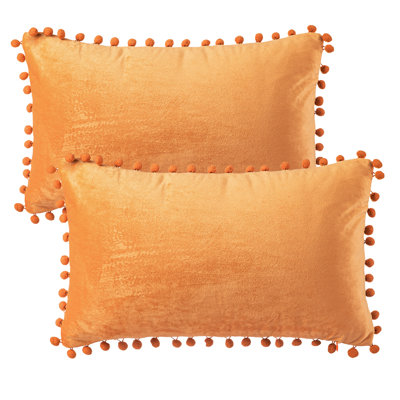 Housse de coussin Silky Velvet Series Pom-poms