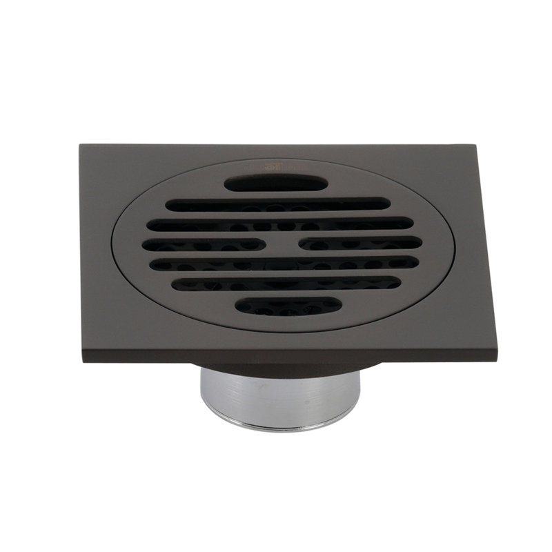Kingston Brass Watercourse 4-Inch Square Grid Shower Drain with Hair Catcher, Oil Rubbed Bronze
