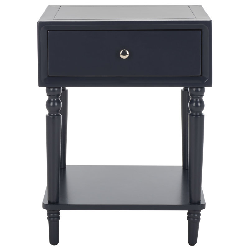 Kleban Solid Wood End Table with Storage, Navy