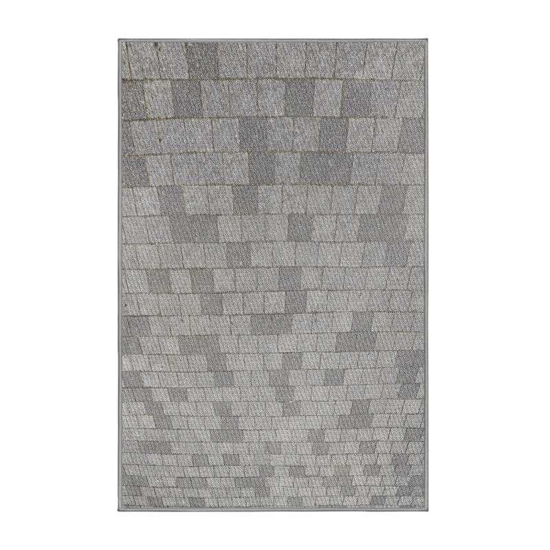 Tapis gris tissé à la machine, Rectangle 5 pi x 8 pi